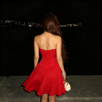 Vibrant Satin A-Line Sweetheart Sleeveless Lace-Up Back Above Knee Homecoming Dresses