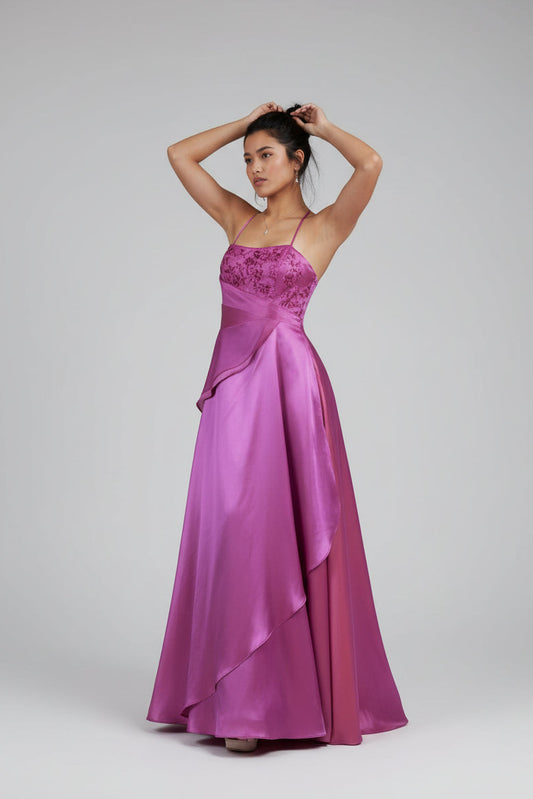 Vibrant Satin A-Line Sweetheart Spaghetti Strap Sleeveless Criss-Cross Back Floor-Length Evening Dresses
