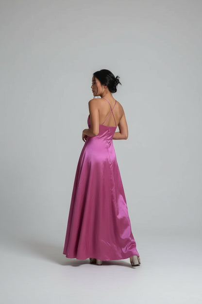 Vibrant Satin A-Line Sweetheart Spaghetti Strap Sleeveless Criss-Cross Back Floor-Length Evening Dresses