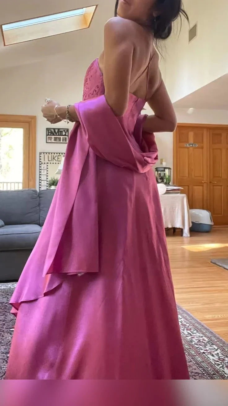 Vibrant Satin A-Line Sweetheart Spaghetti Strap Sleeveless Criss-Cross Back Floor-Length Evening Dresses