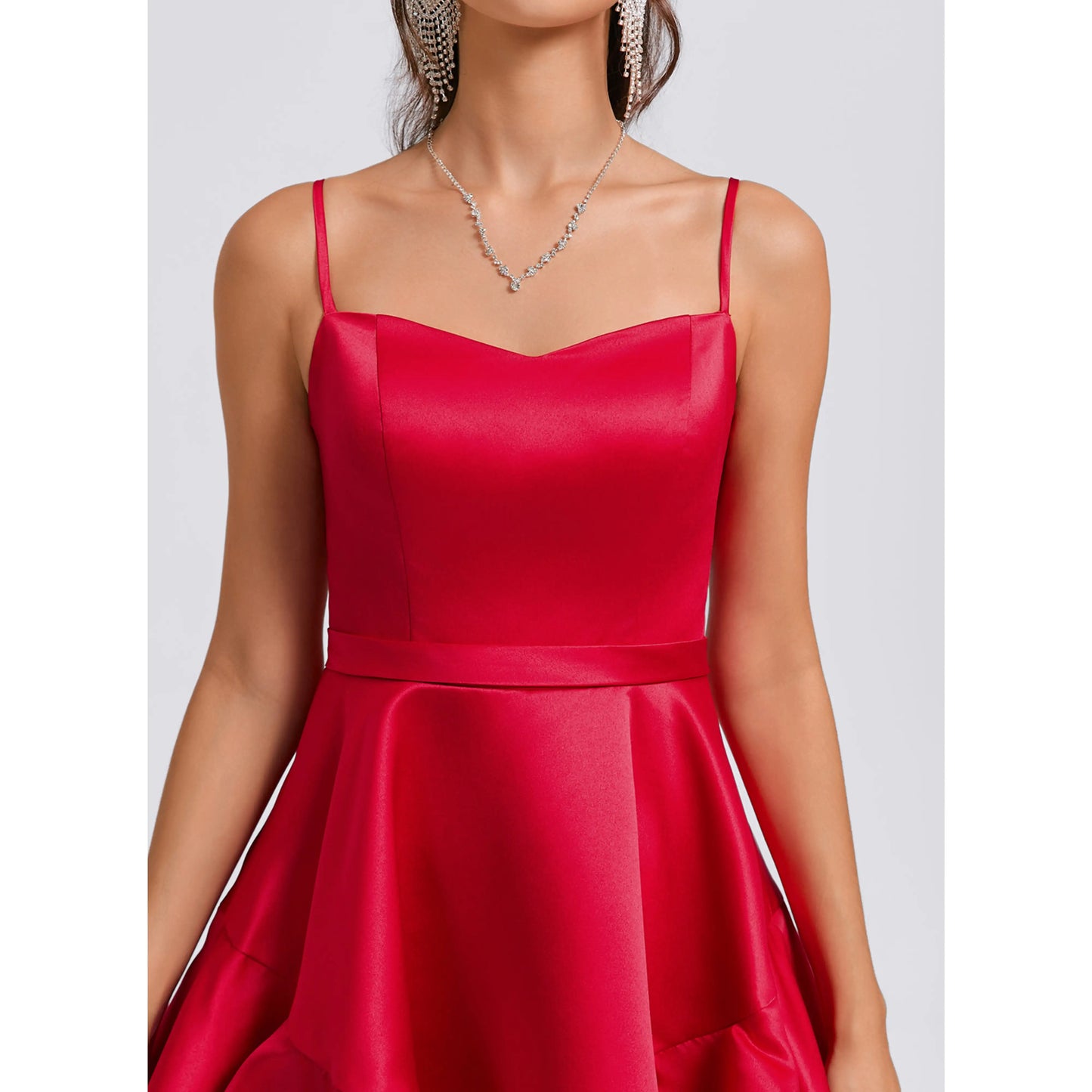 Vibrant Satin A-Line Sweetheart Spaghetti Strap Zipper Back Above Knee Homecoming Dresses