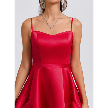Vibrant Satin A-Line Sweetheart Spaghetti Strap Zipper Back Above Knee Homecoming Dresses