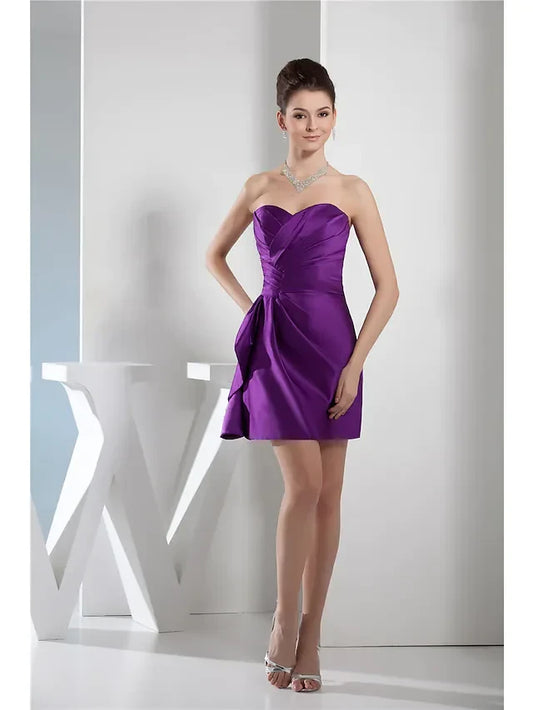 Vibrant Satin A-Line Sweetheart Strapless Mini Homecoming Dress