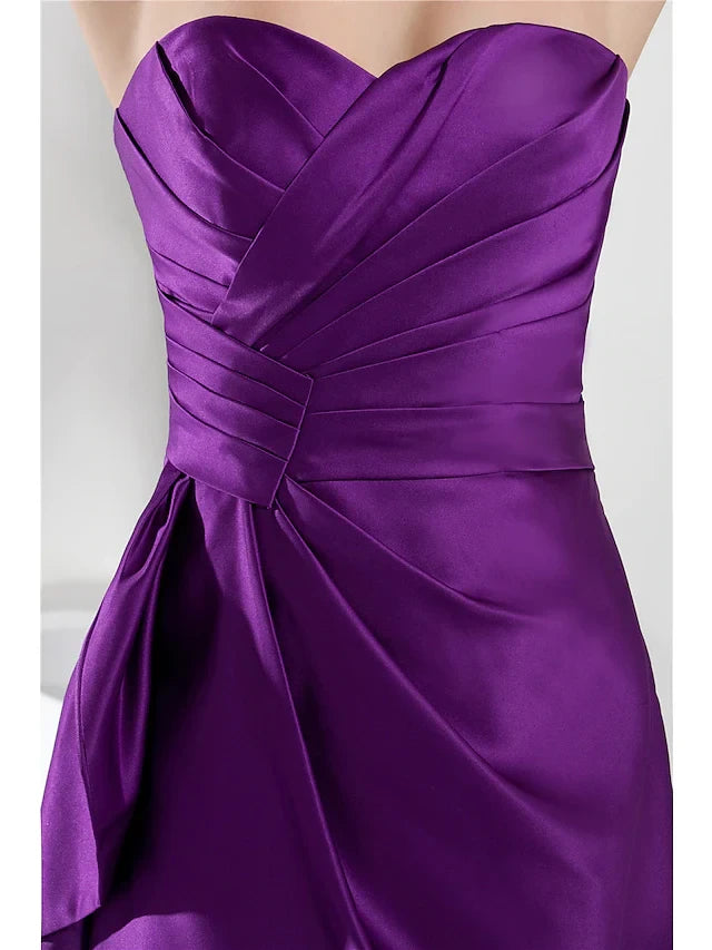Vibrant Satin A-Line Sweetheart Strapless Zipper Back Mini Homecoming Dresses