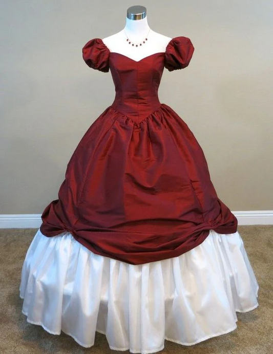 Vintage Ball Gown Prom Dress Sweetheart Neck Puff Sleeves Corset Back Floor Length