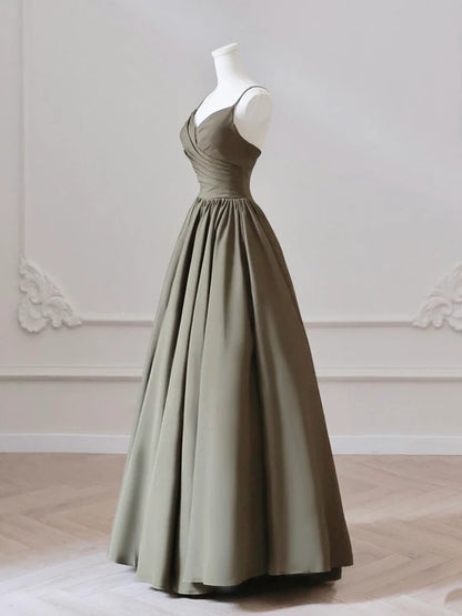 Voluminous A-line spaghetti-strap sweetheart lace-up back floor-length prom dress