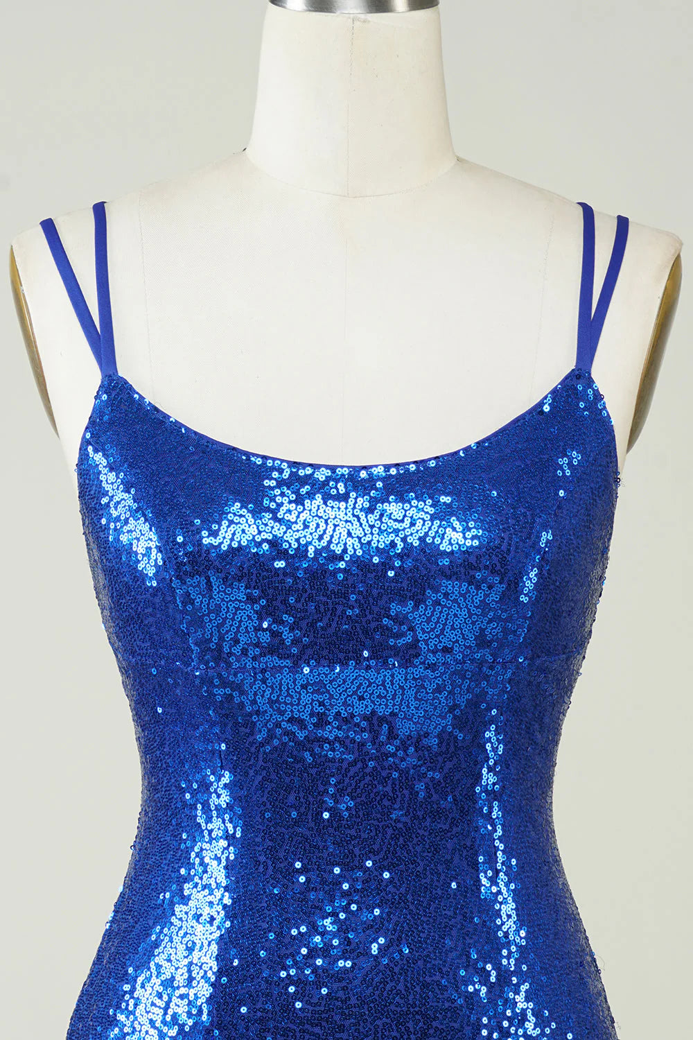 Royal blue tight fitting sequins backless Cocktail Dresses