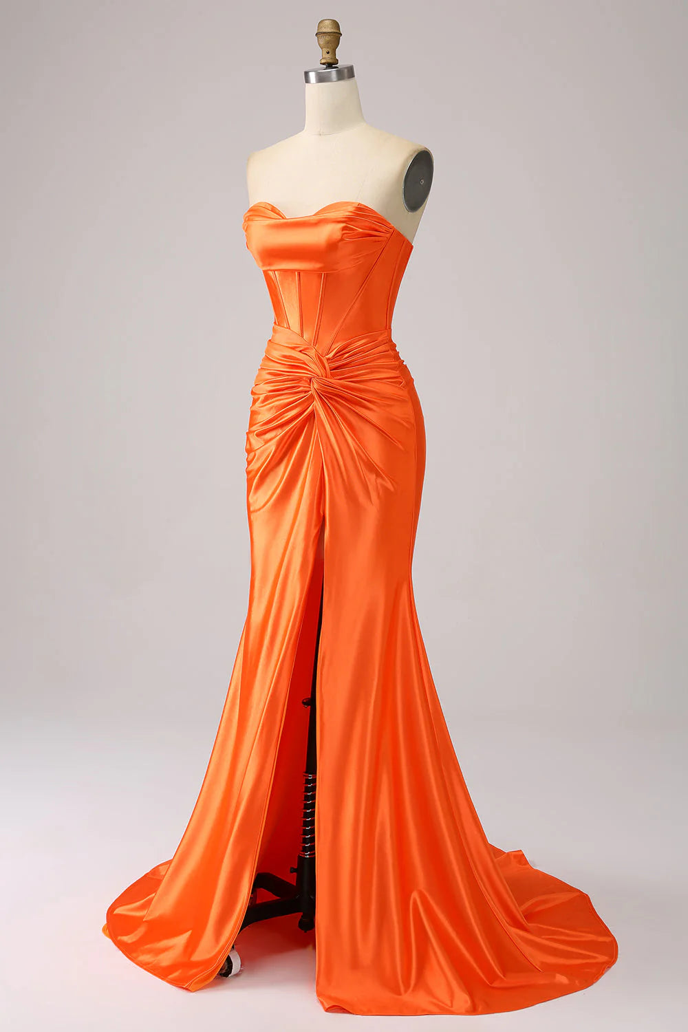 Orange Mermaid Sweetheart Tight Bra Long Sparkling Split Prom Dress