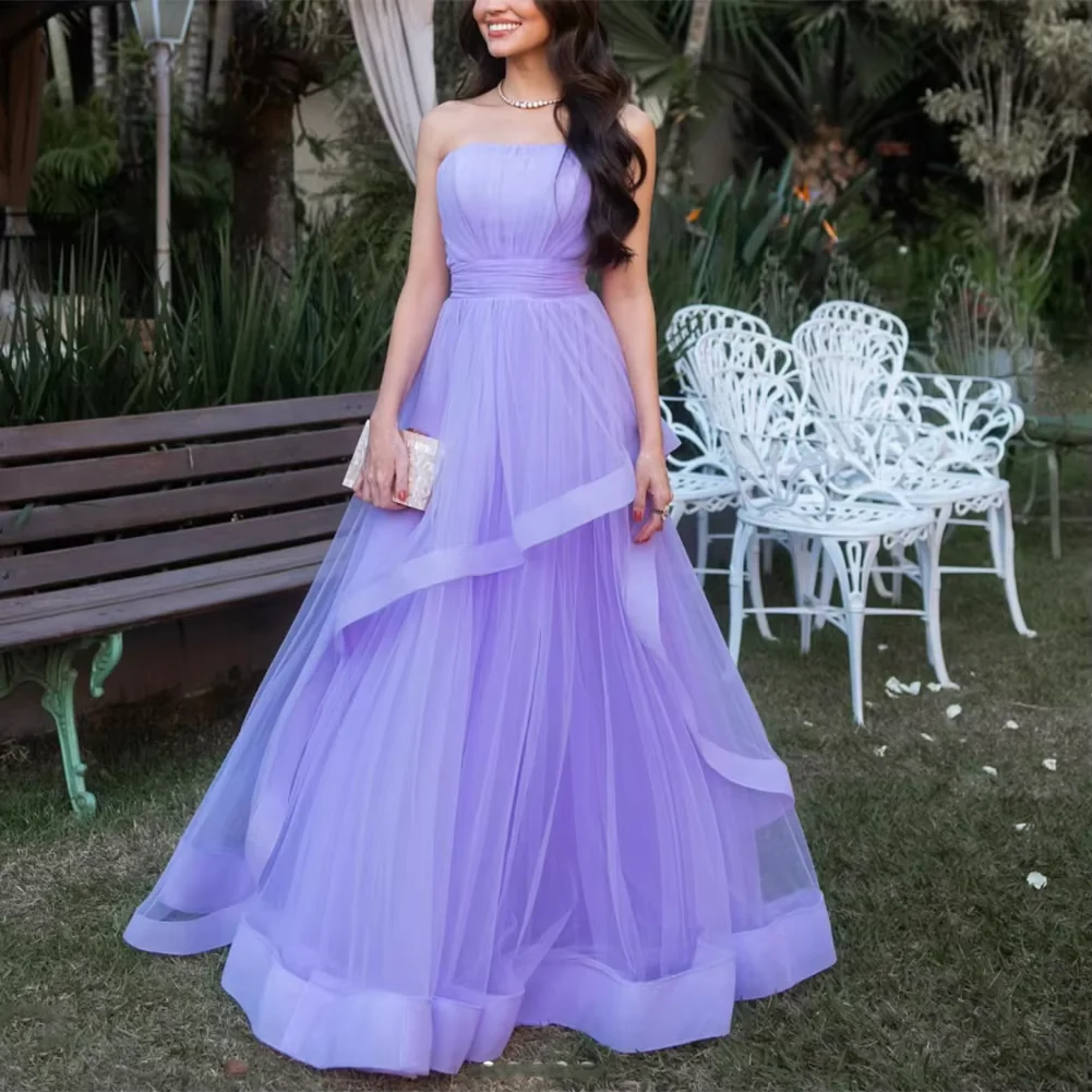 Back of the lavender prom dress, featuring a decorative bow.