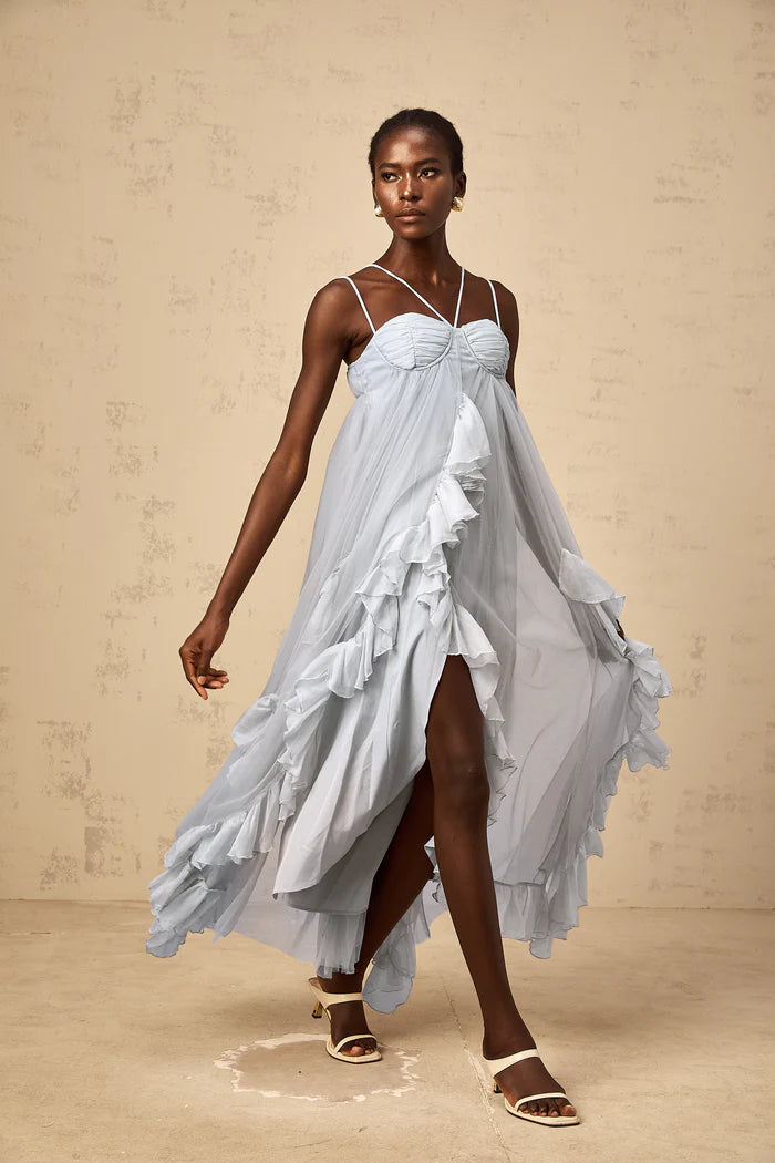 Whimsical A-Line Spaghetti Strap Sweetheart Neck Open Back High Low Evening Dress