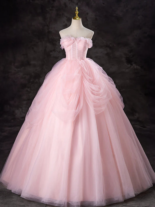 Whimsical Ball-Gown Strapless Sweetheart Lace-Up Back Floor-Length Prom Dresses