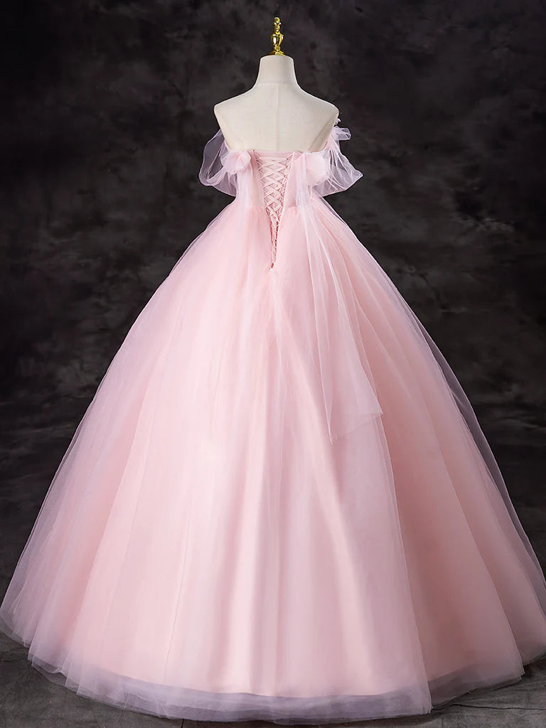 Whimsical Ball-Gown Strapless Sweetheart Lace-Up Back Floor-Length Prom Dresses