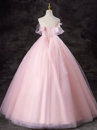 Whimsical Ball-Gown Strapless Sweetheart Lace-Up Back Floor-Length Prom Dresses