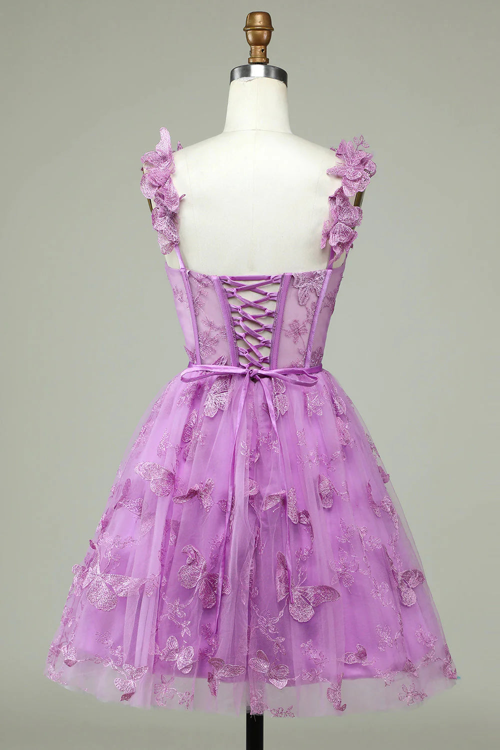Cute A-shaped Sweetheart Purple Tight Corset with Applique Cocktail Dresses