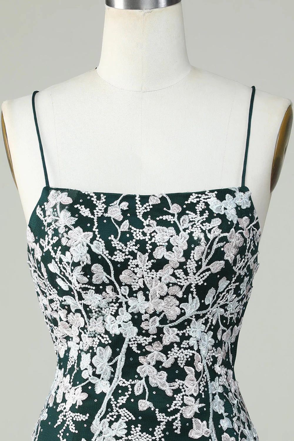 Dark green thin shoulder strap decal tight fitting Cocktail Dresses