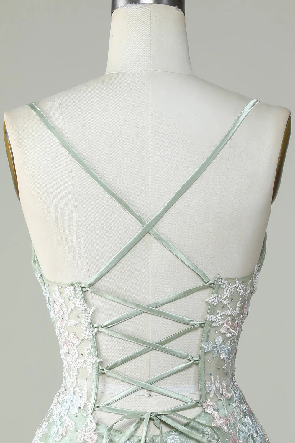 Dusty Sage Slim Shoulder Strap Cross Back Cocktail Dresses
