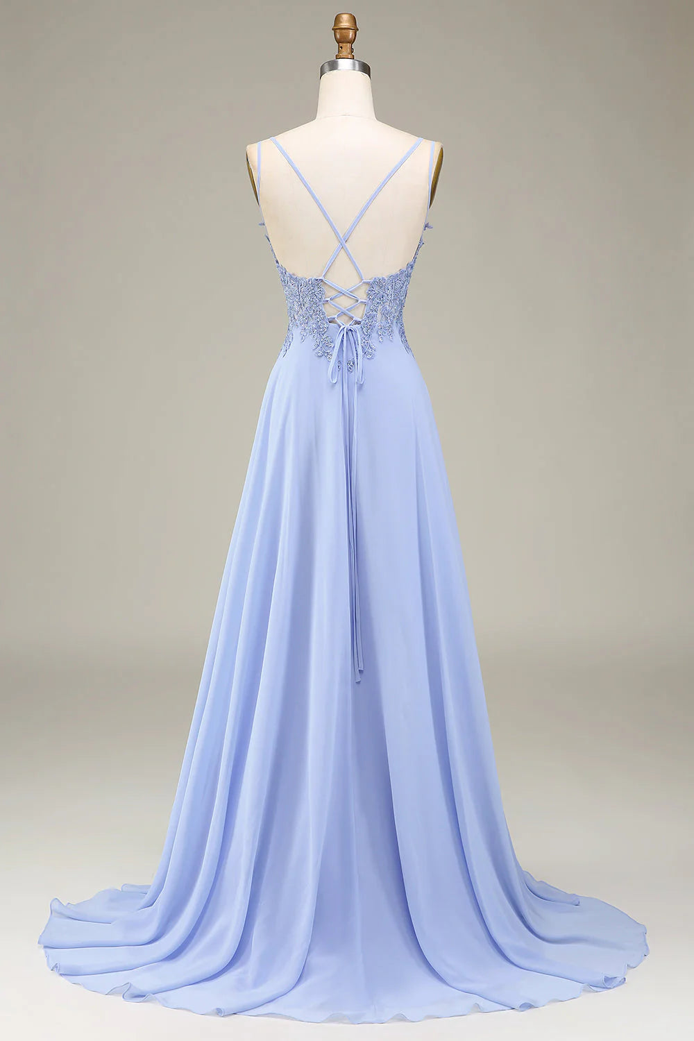 A-shaped sticker lavender color long prom dress