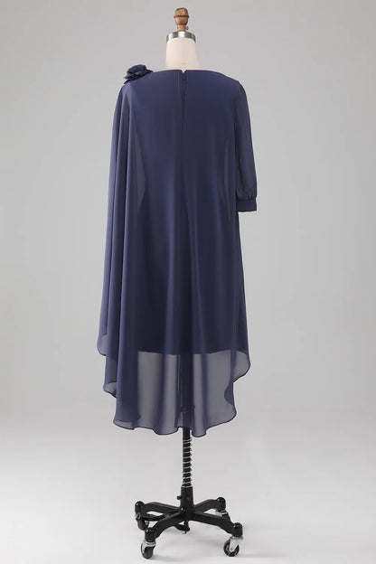 Low round neck knee length chiffon bridal mother gown