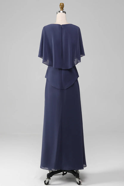 Tight/Cylindrical Spoon Tea Long Chiffon Bridal Mother Dress
