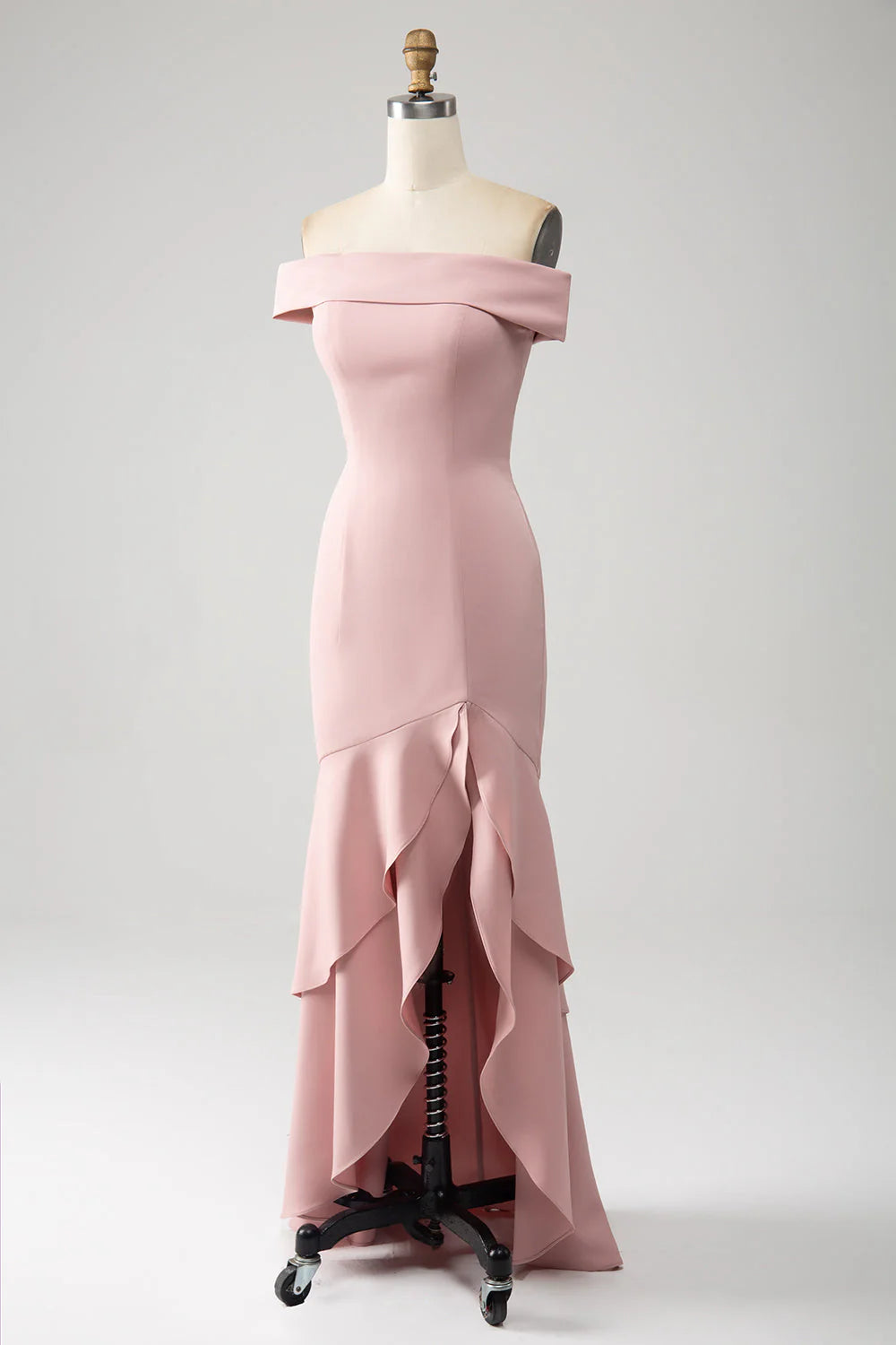 Pink fishtail ruffled edge Mother of the Bride Dress