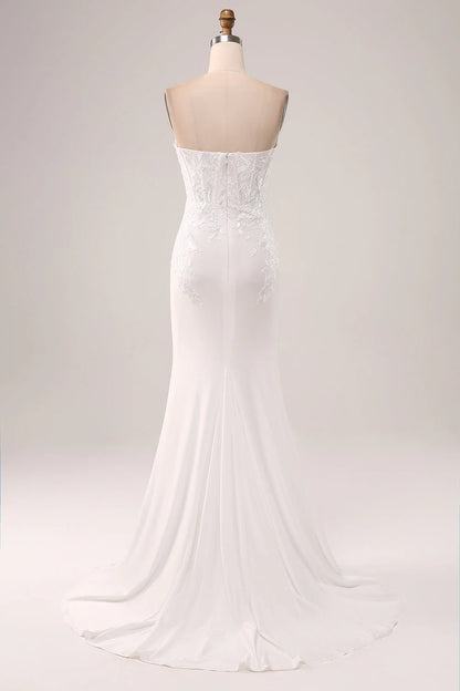 Ivory strapless fishtail wedding dress
