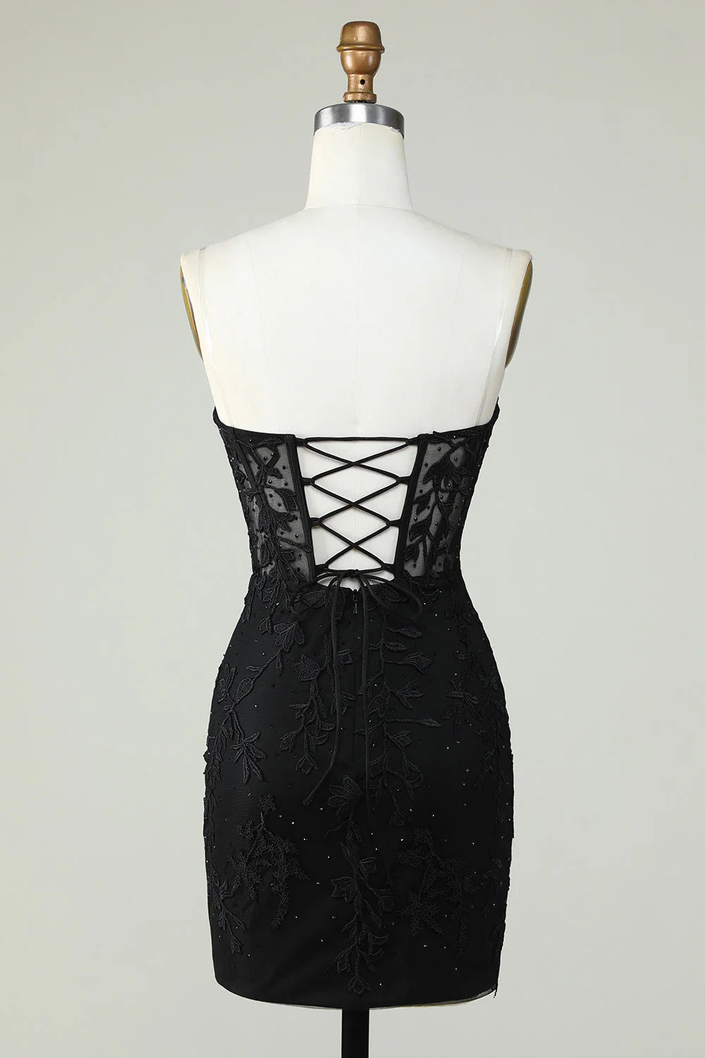 Bodycon Sweetheart Black Tight Bra Short with Decal Cocktail Dresses