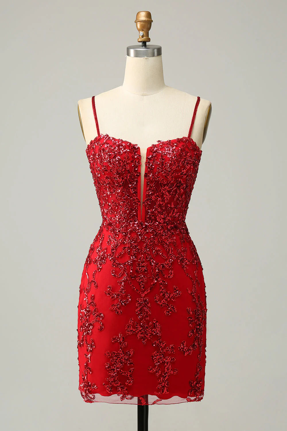 Tight and slim shoulder straps in navy blue sequins short cross back Cocktail Dresses