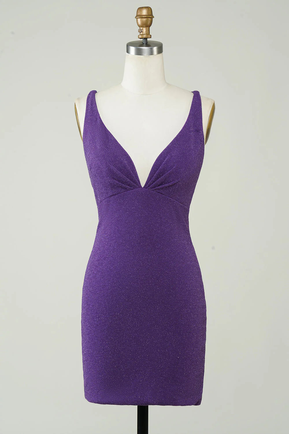Fashionable deep V-neck purple short back cross Cocktail Dresses
