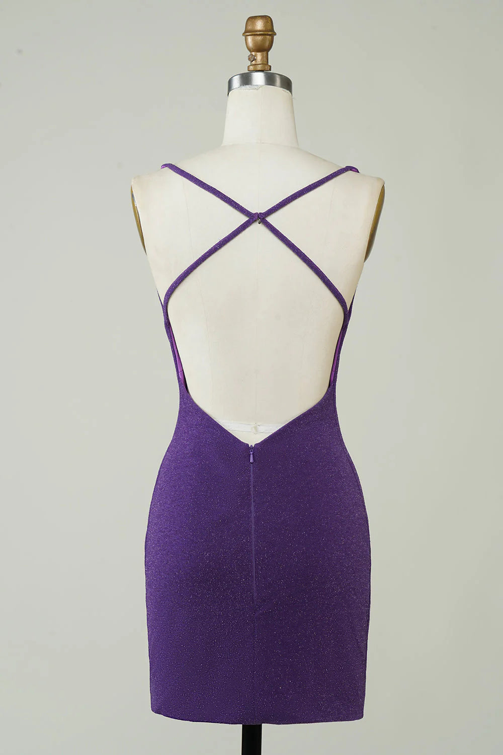 Fashionable deep V-neck purple short back cross Cocktail Dresses