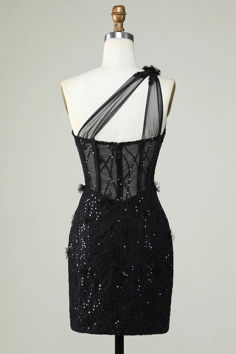 Sticker Tight One Shoulder Black Tight Bra Cocktail Dresses