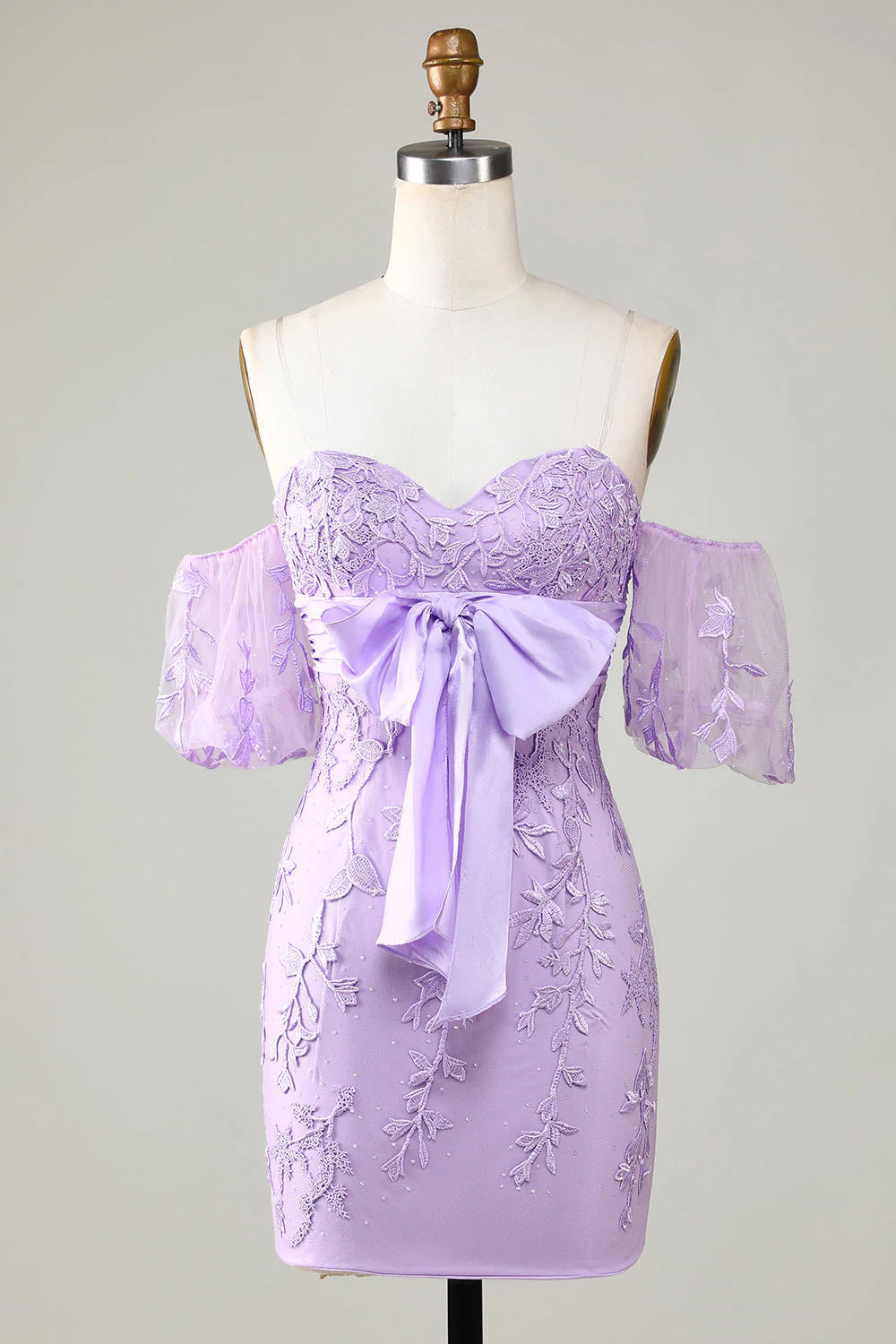 Bodycon Sweetheart Purple Bow Cocktail Dresses