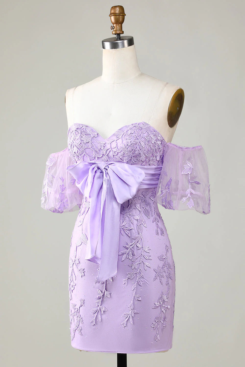 Bodycon Sweetheart Purple Bow Cocktail Dresses