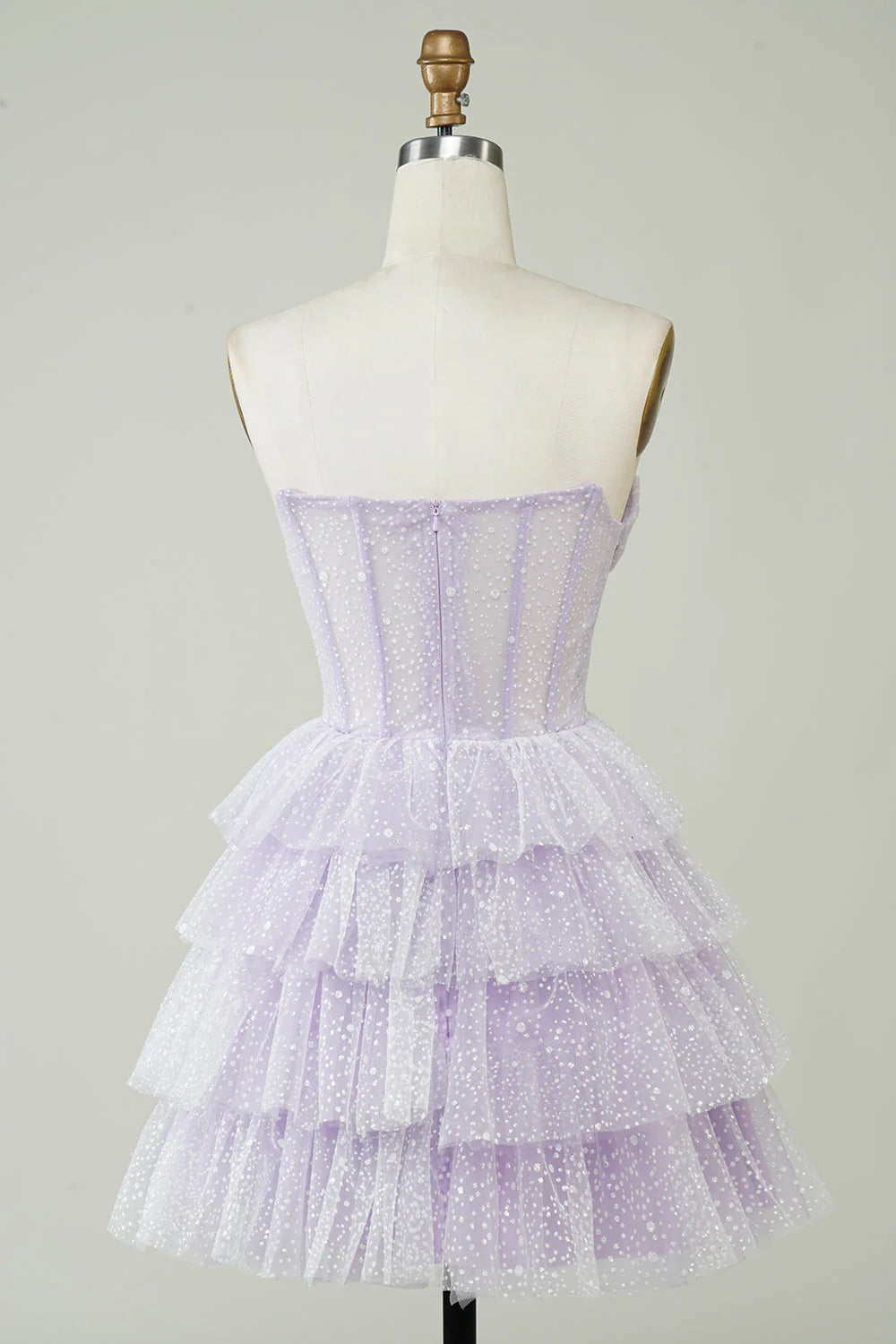 Sparkling purple tight fitting corset layered cute Cocktail Dresses