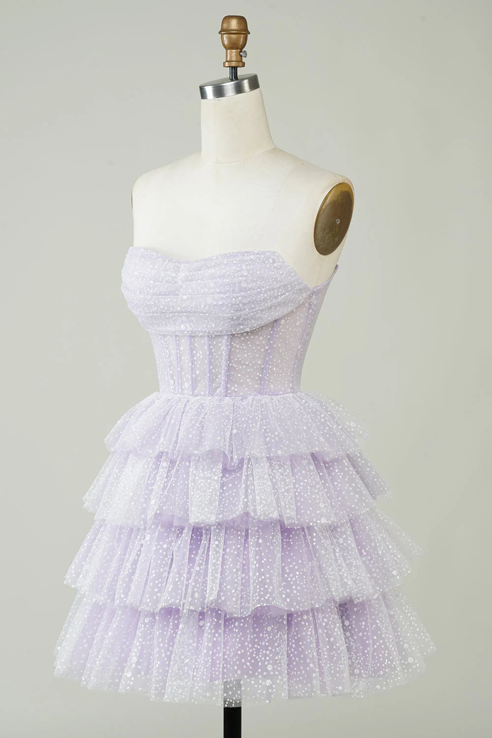 Sparkling purple tight fitting corset layered cute Cocktail Dresses