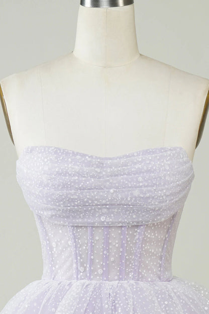 Sparkling purple tight fitting corset layered cute Cocktail Dresses