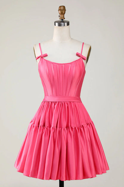 Fashionable A-line thin shoulder strap black short Cocktail Dresses
