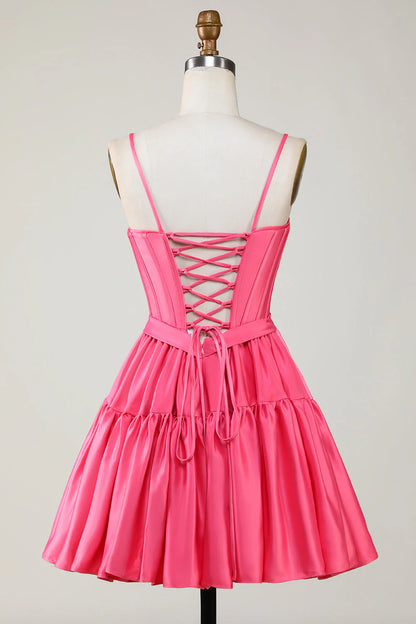 Fashionable A-line thin shoulder strap black short Cocktail Dresses