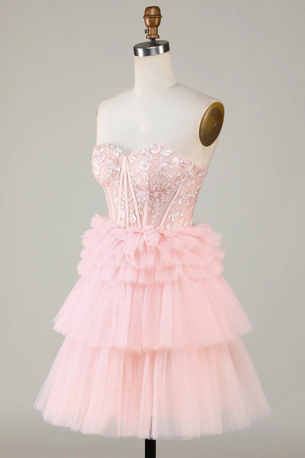 Fashionable A-shaped Sweetheart Pink Ruffle Edge Short Cocktail Dresses