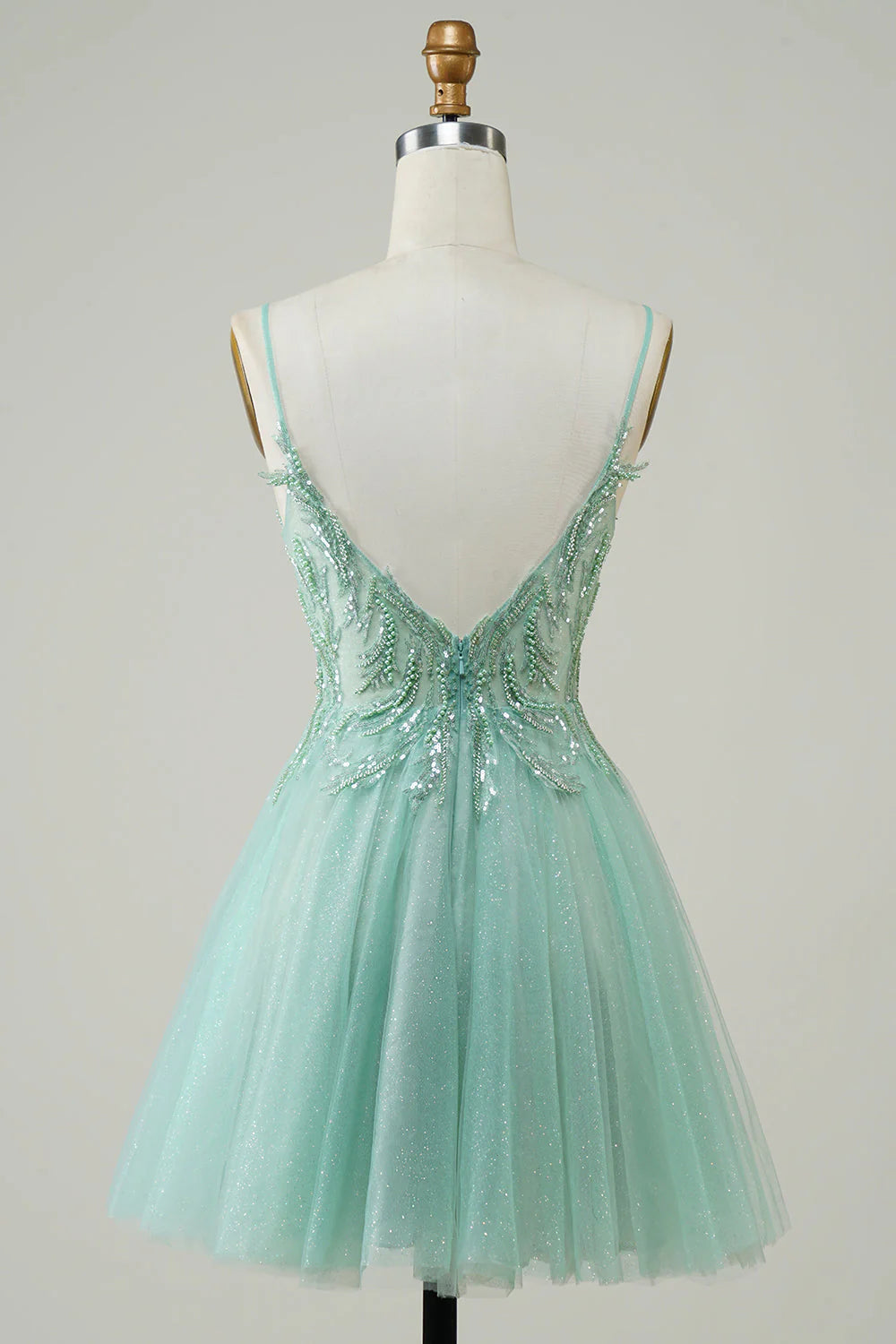 Green A-shaped cute beaded Cocktail Dresses
