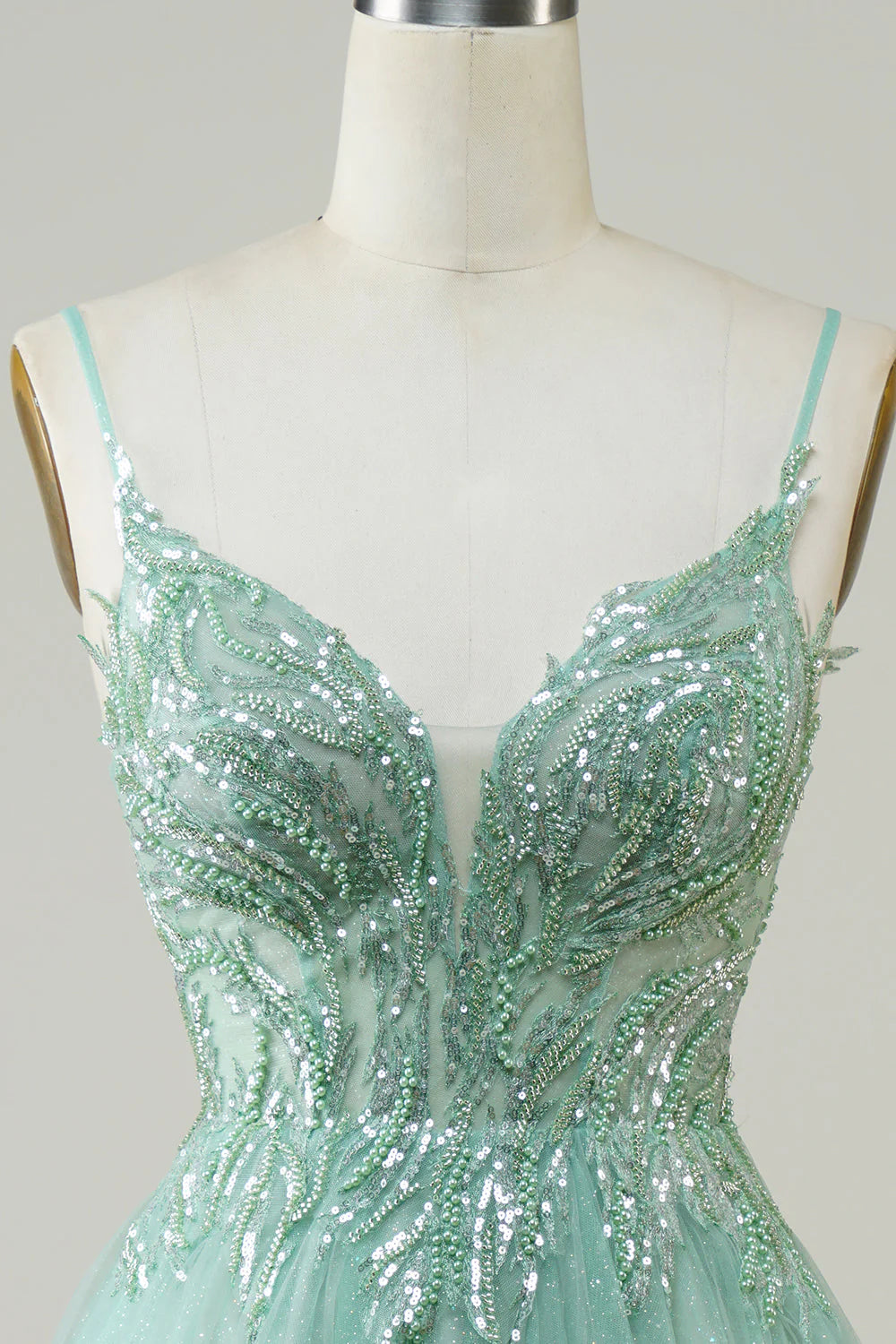 Green A-shaped cute beaded Cocktail Dresses