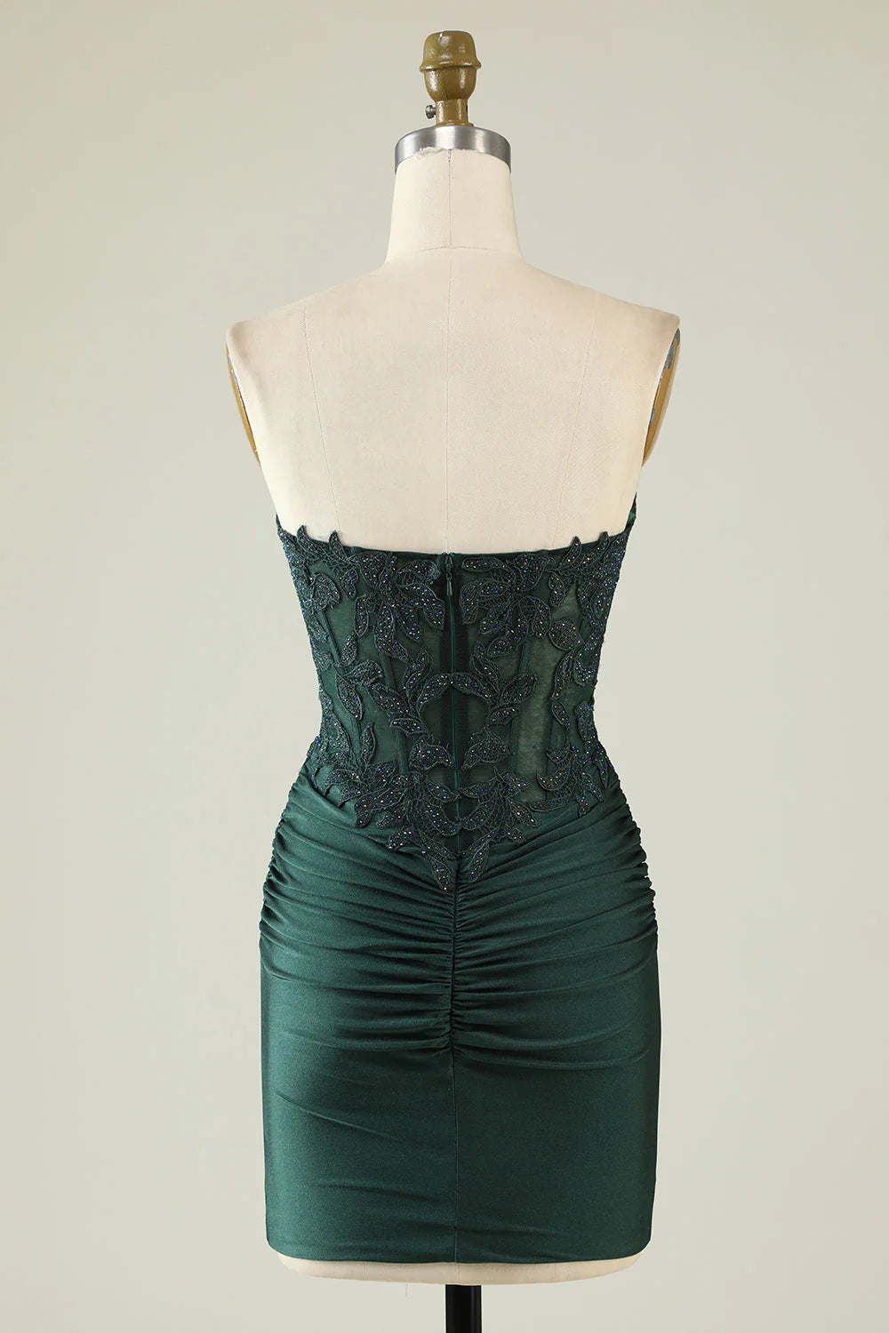 Dark green beaded strapless short Cocktail Dresses