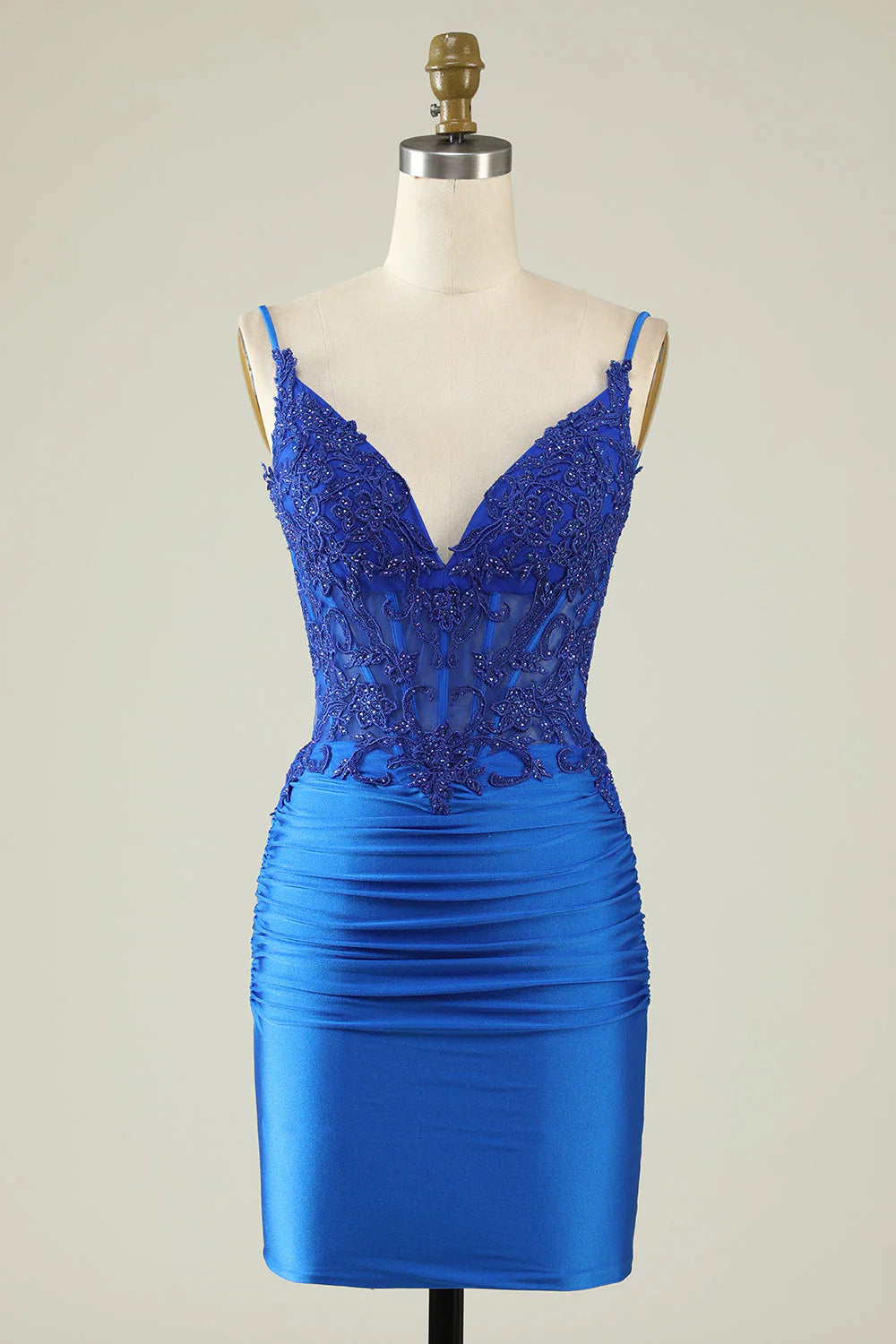 Thin shoulder strap dark green beaded tight fitting corset Cocktail Dresses