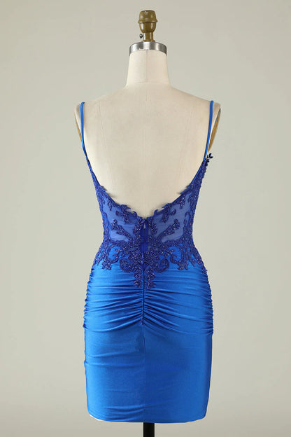 Thin shoulder strap dark green beaded tight fitting corset Cocktail Dresses