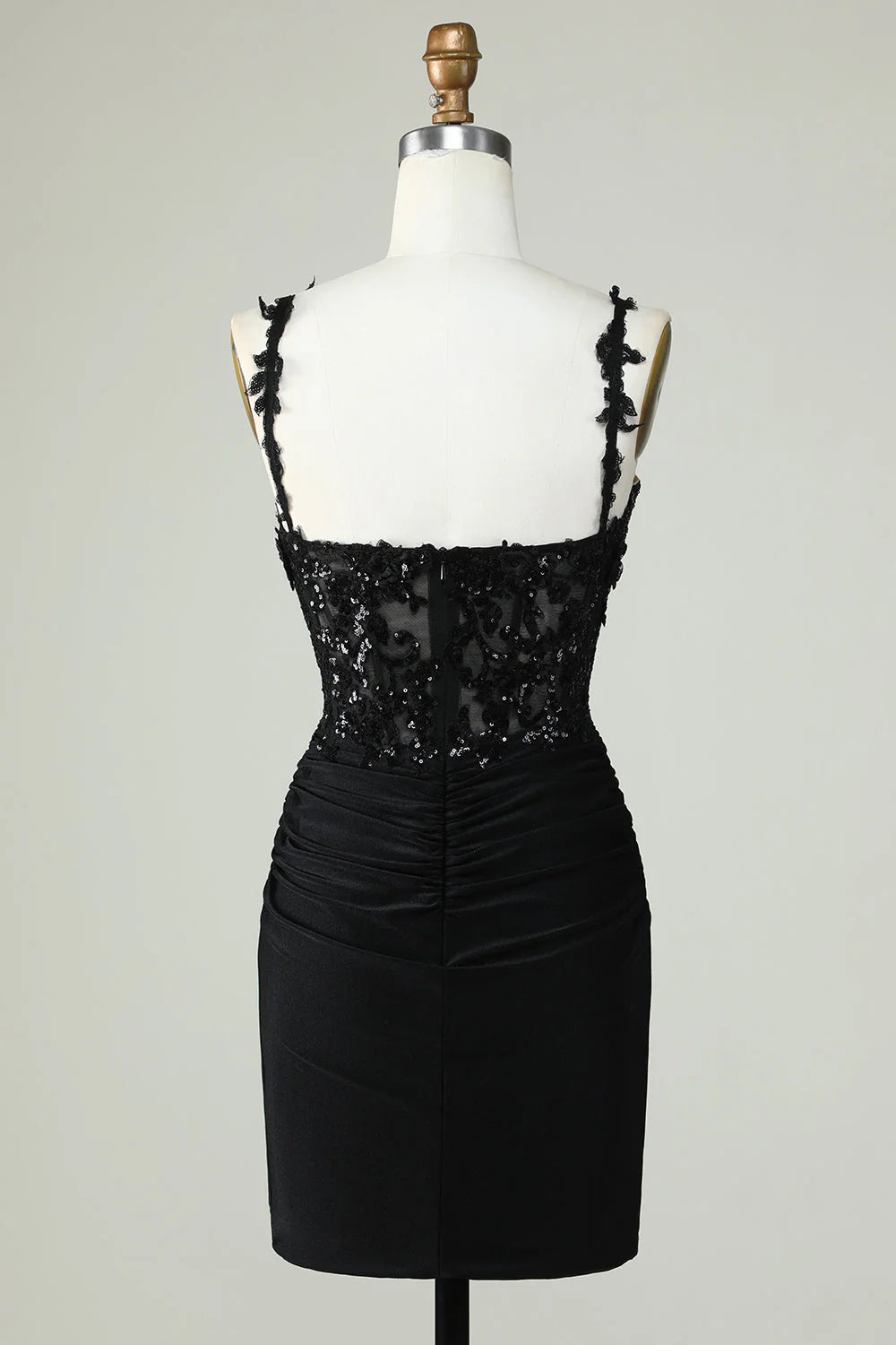 Tight thin shoulder straps black short style with stickers Cocktail Dresses