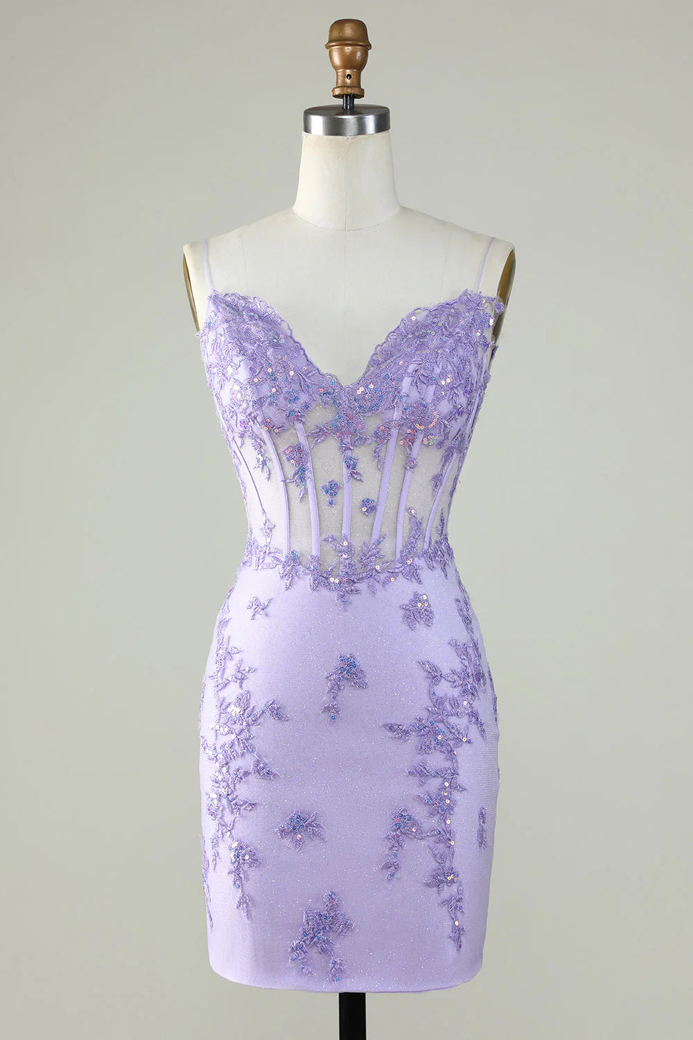 Bodycon thin shoulder straps purple tight fitting corset with stickers Cocktail Dresses
