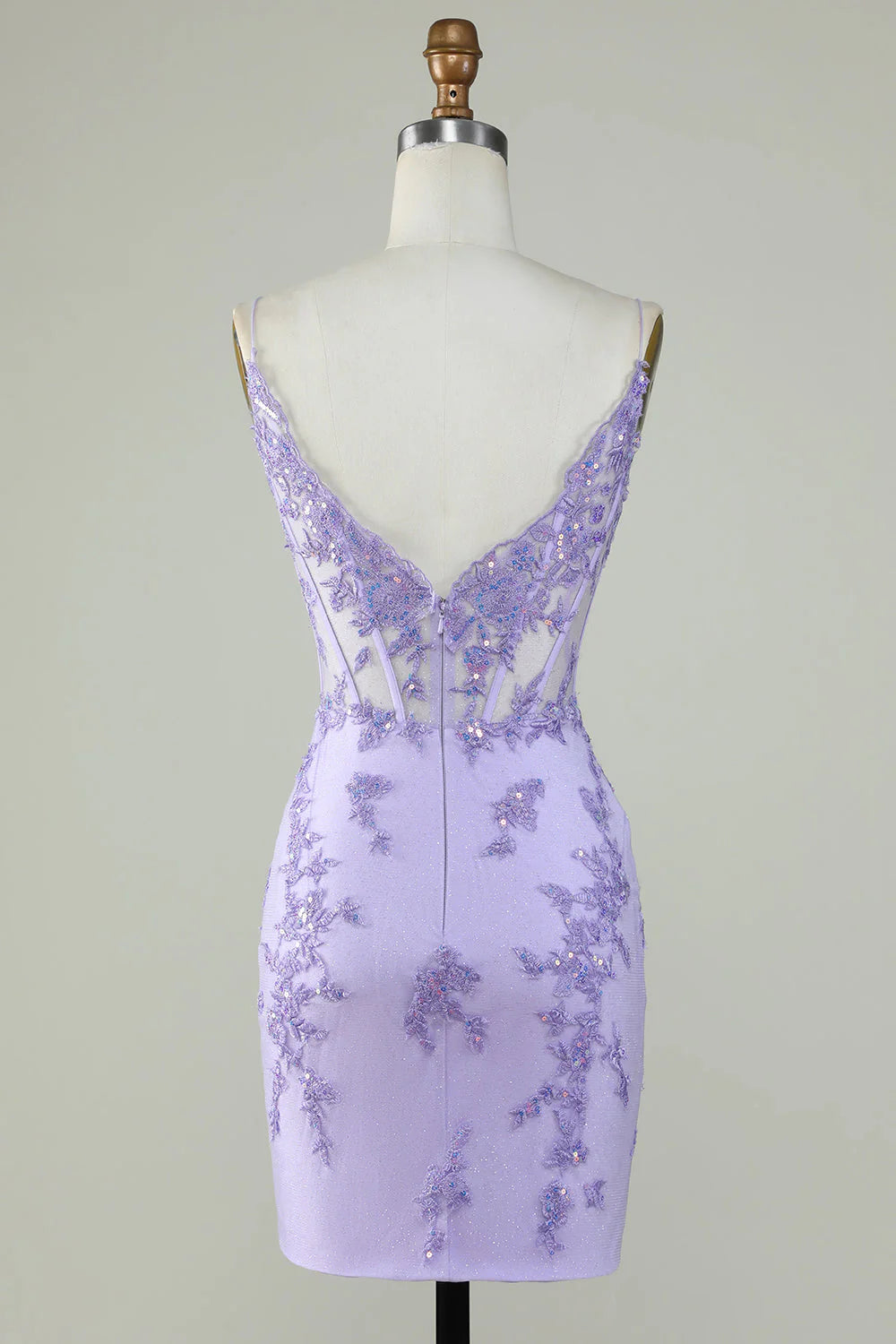 Bodycon thin shoulder straps purple tight fitting corset with stickers Cocktail Dresses