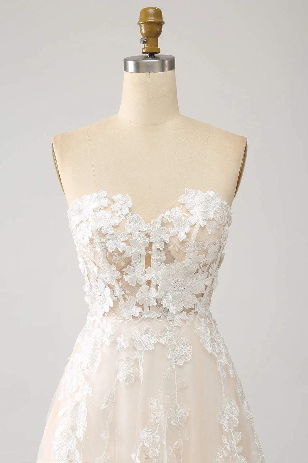 Decal A Line Sweetheart Long Tight Corset Thin Wedding Dress