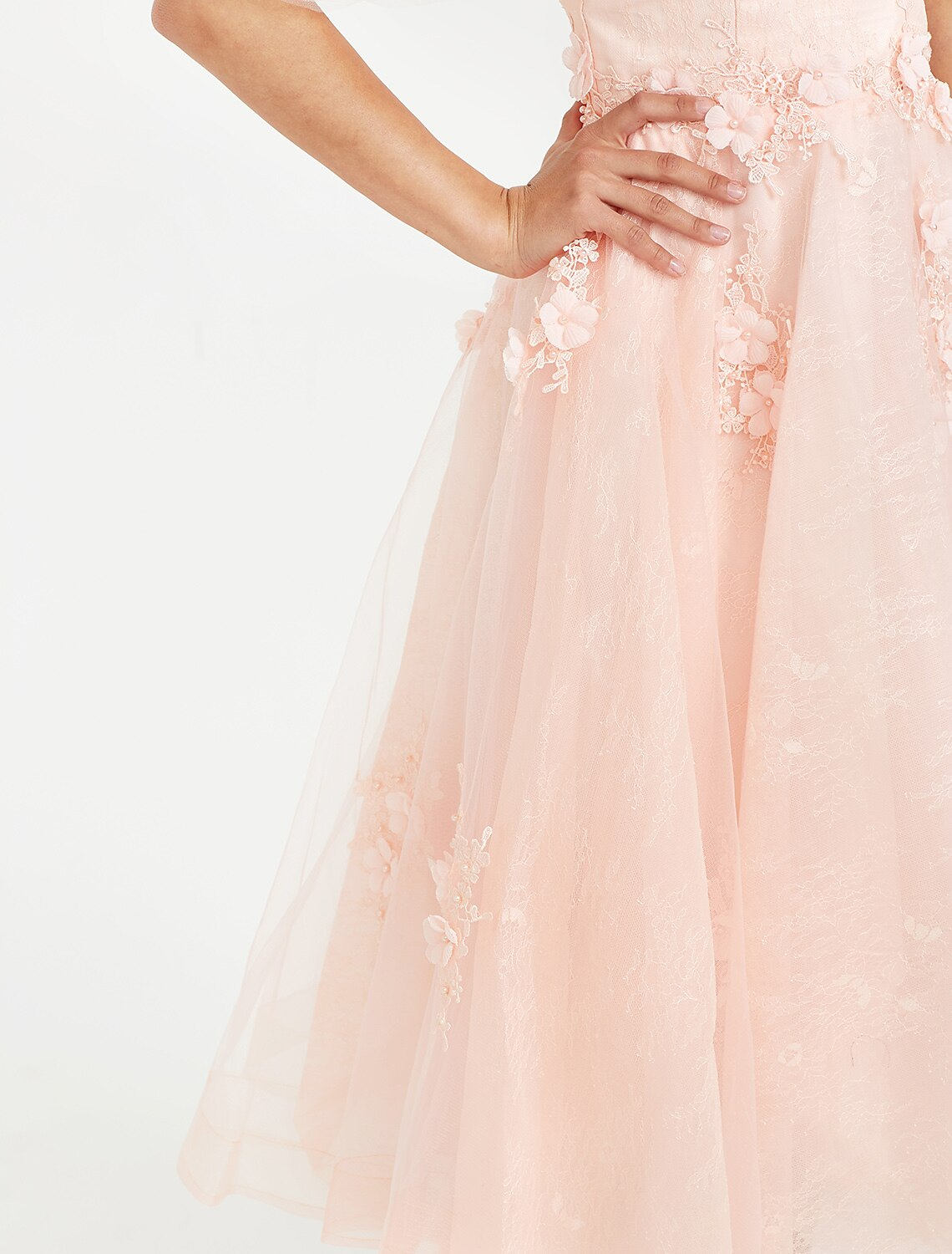 A-Line Prom Dresses Elegant Dress Wedding Guest  Short Sleeve V Neck Tulle with Appliques