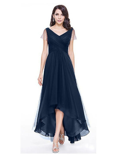 Women's Normal Prom Dress Swing Dress Bridal Shower Dress Long Dress Maxi Dress Black Blue Gray Short Sleeve Pure Color Mesh Summer Spring Autumn V Neck Fashion Winter Dress Birthday Evening Party