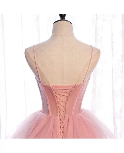 Simple/Simple Pink Tight Shoulder Strap Sleeveless Off the Shoulder Ball Dress Pink A-line Ruffle Edge Off the Back Long Evening Dress